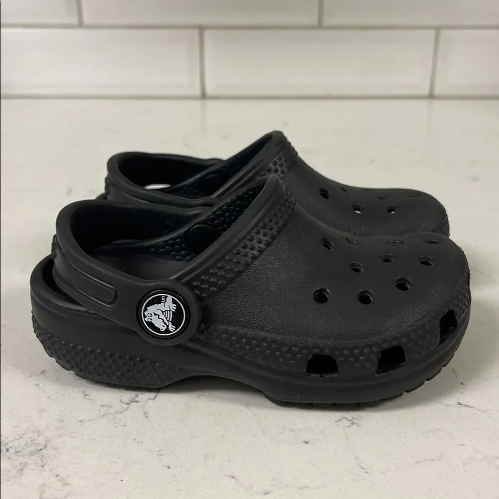 CROCS Kids Black Water Shoes Crocs Little Classic Clog Size 7